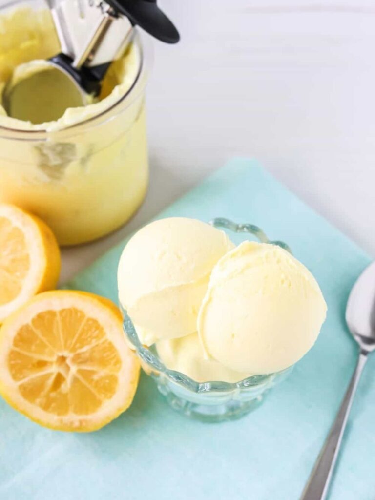 a bowl of lemon sorbet