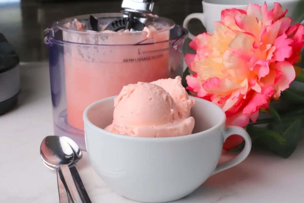 a bowl of cotton candy ice cream