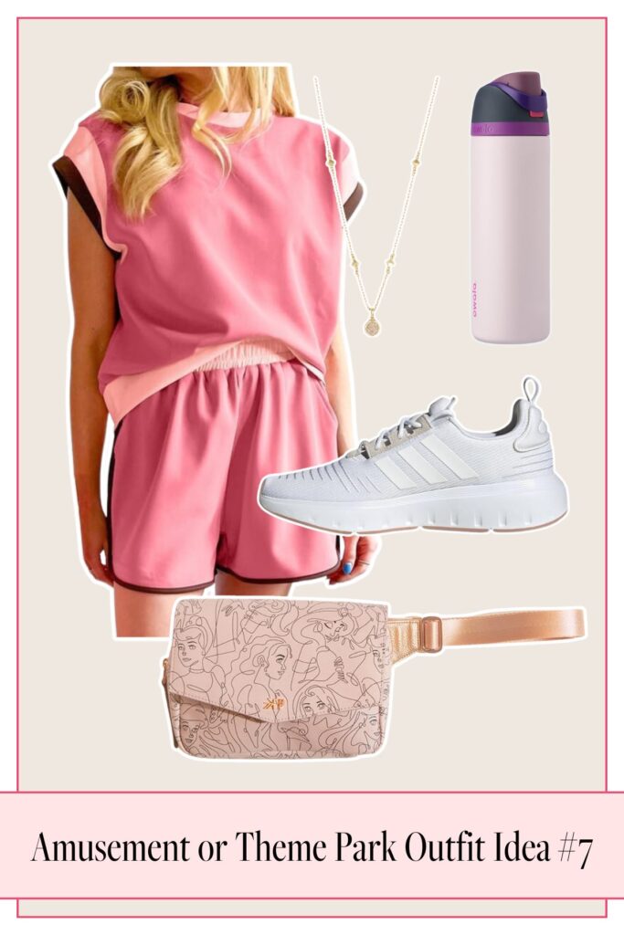 a collage outfit idea for an amusement park outfit