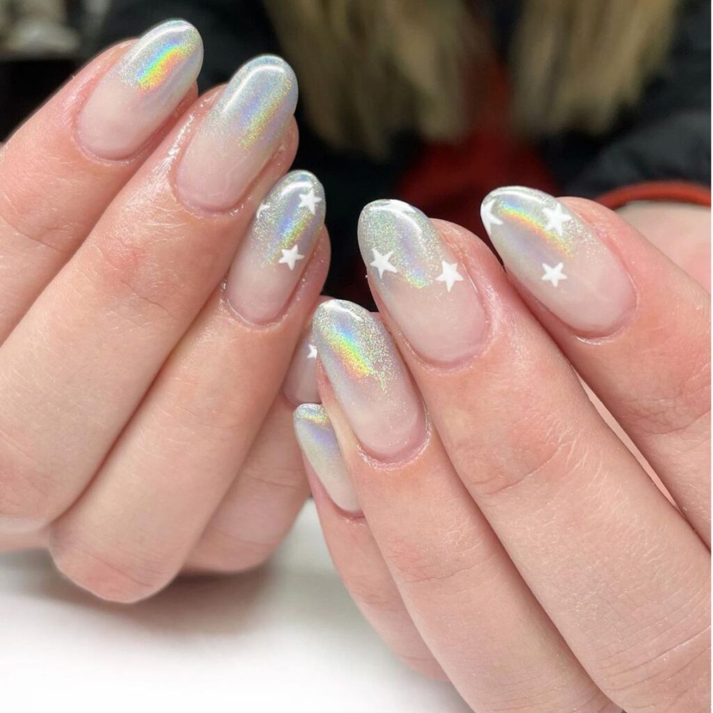 gradient chrome nails