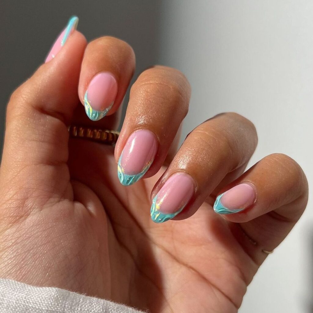 textured french chrome nails