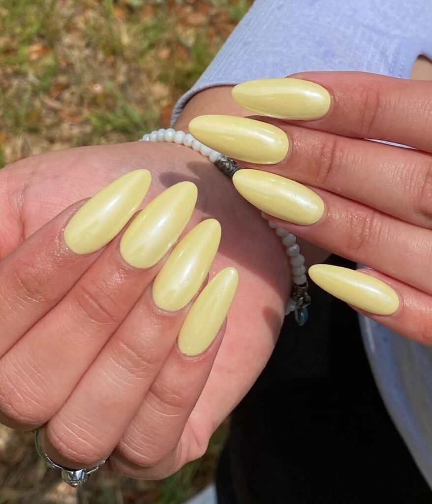 yellow chrome nails