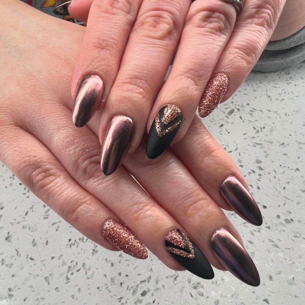 brown chrome nails