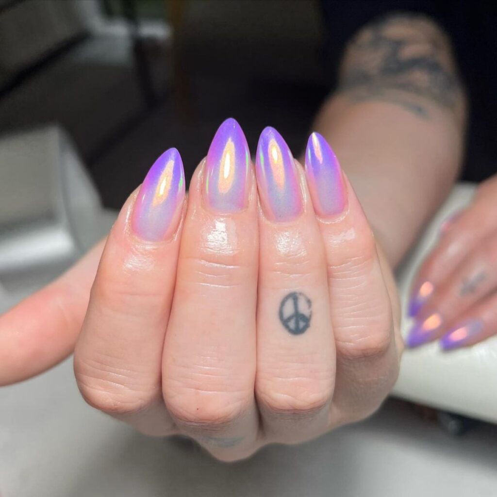 purple chrome nails