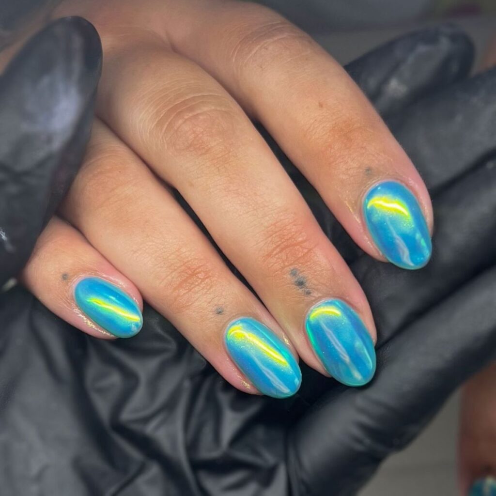 blue ocean chrome nail designs