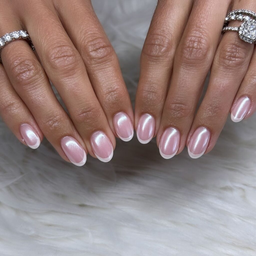 french tips chrome nails